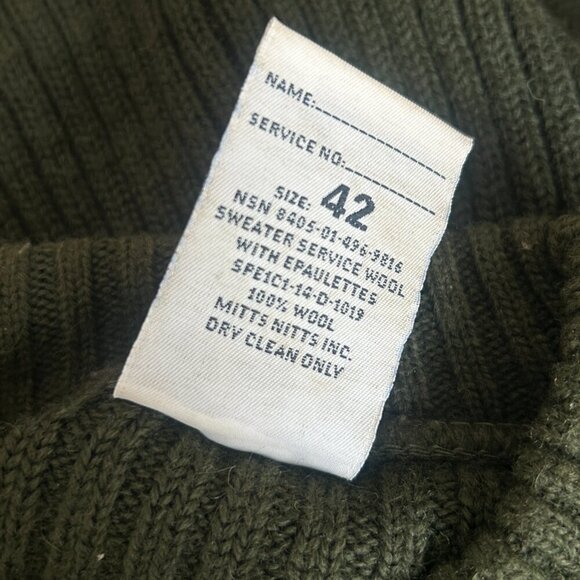 DSCP Valor Collection US Military Service Sweater Men 100% Wool Army Green Sz 42 - Picture 4 of 9